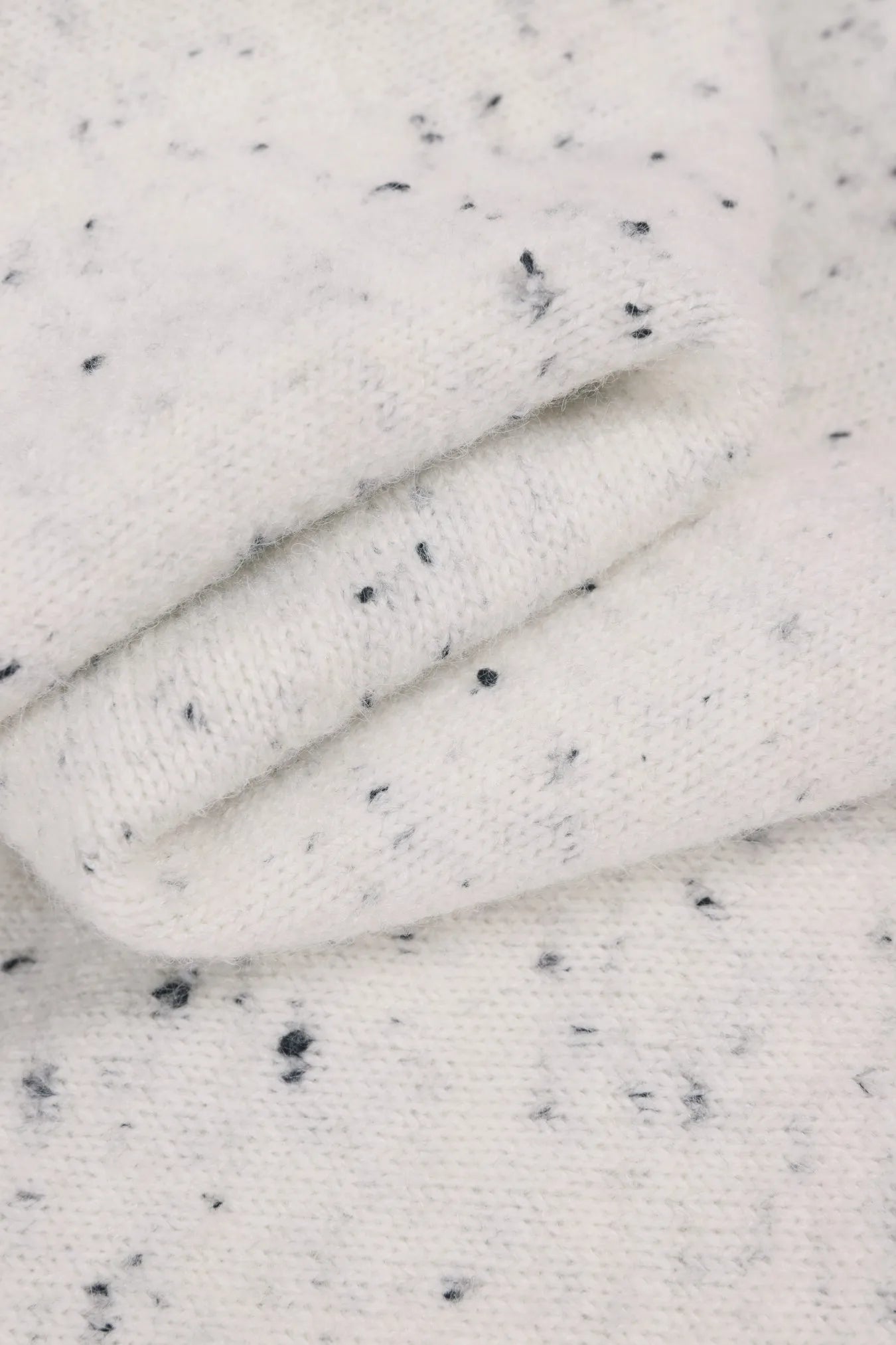 Women's White Speckled Knit Turtleneck Sweater And Pants Set Oversized Casual Loungewear Two-Piece Outfit