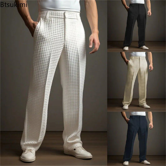 Men's Waffle Suit Pants - Elegant Straight Fit