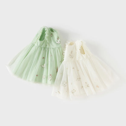 Dave Bella Embroidery Lace Mesh Princess Dress Girls Baby Children Sleeveless Summer Dress Sweet Party Clothes DB2261848