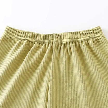 New Winter Kids Flannel Pyjamas Sets Warm Velvet Sleepwear Solid Color Long Sleeve Tops Pants Boys Girls PJs Casual Clothes