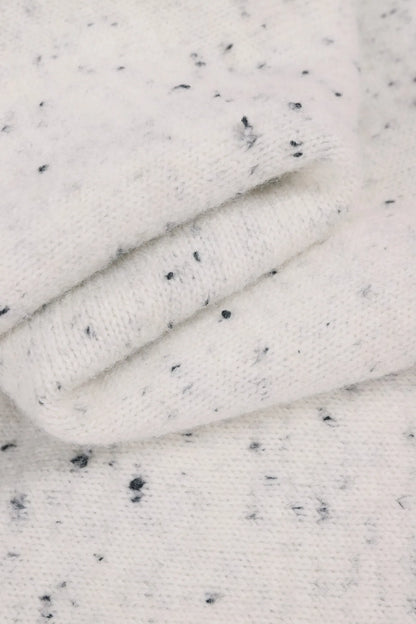 Women's White Speckled Knit Turtleneck Sweater And Pants Set Oversized Casual Loungewear Two-Piece Outfit