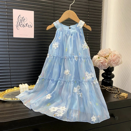 Summer Girl's Floral Embroidered Dress