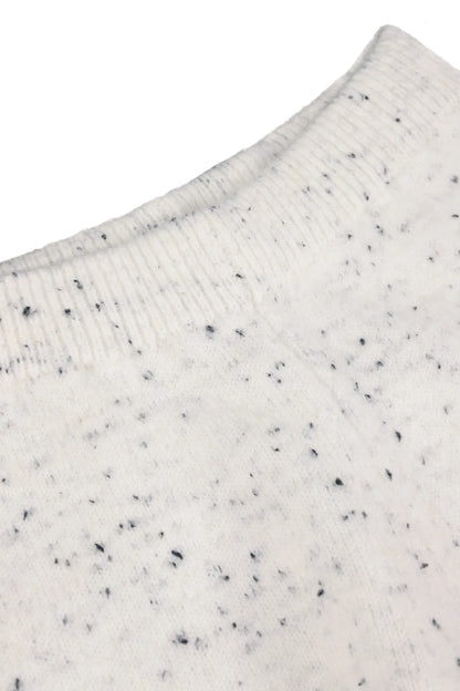 Women's White Speckled Knit Turtleneck Sweater And Pants Set Oversized Casual Loungewear Two-Piece Outfit