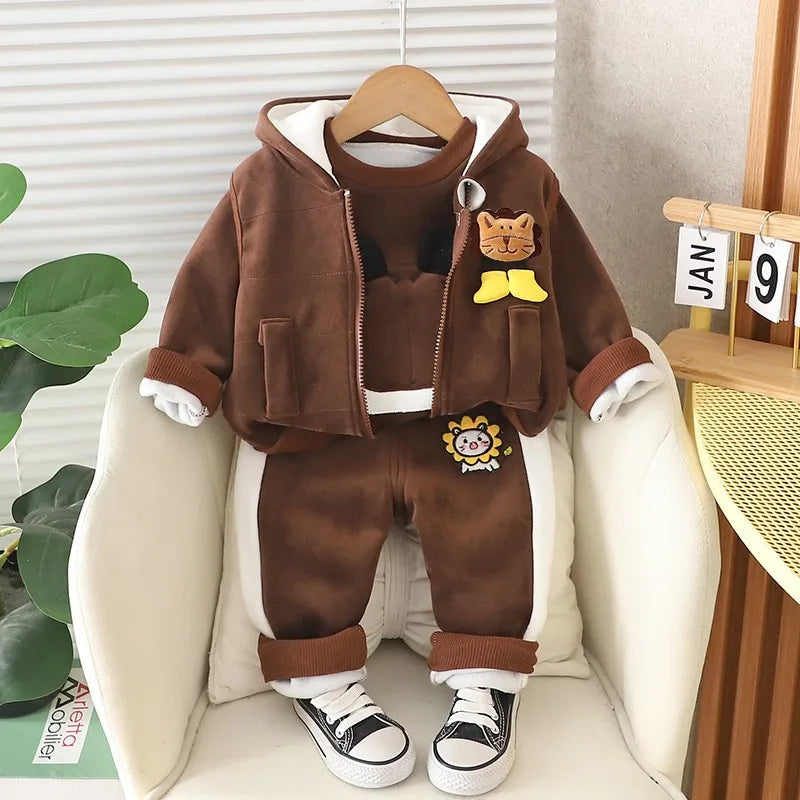 Boys Lion Fleece Winter Set