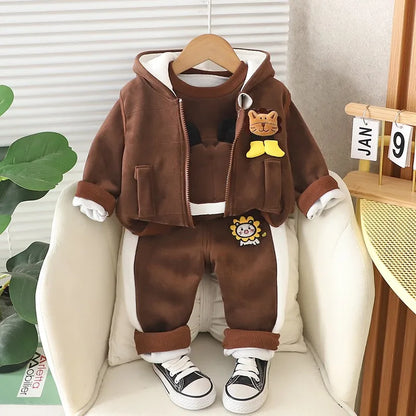 Boys Lion Fleece Winter Set