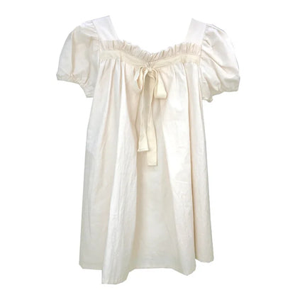 Dresses Korean version of new summer dress girls' baby bow bubble sleeve sweet floral square neck dress