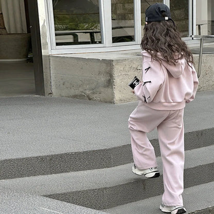 Girls' Pink Bow Tracksuit Set