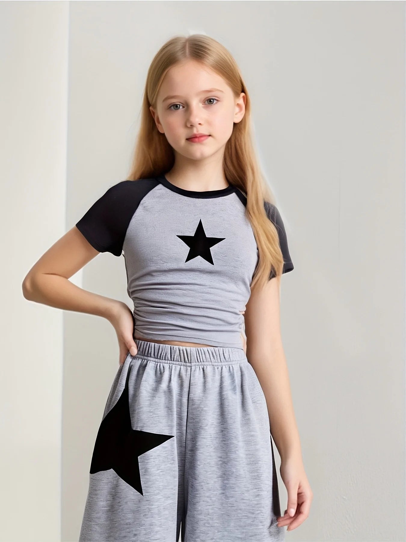 Girls' Star Pattern Sweatpants Set