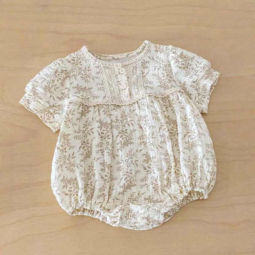 Baby Girl Floral Romper & Bow Set