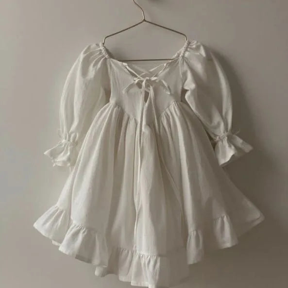 Girls' European and American Style 2025 Spring and Autumn New Dress Girls' Cotton Palace Style Princess Dress