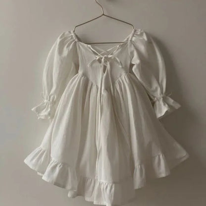 Girls' European and American Style 2025 Spring and Autumn New Dress Girls' Cotton Palace Style Princess Dress