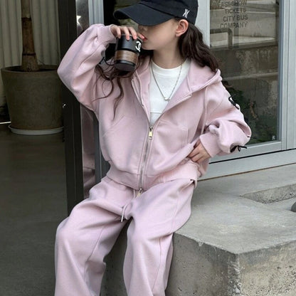 Girls' Pink Bow Tracksuit Set