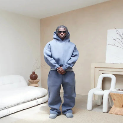 Men's Oversized Fleece Tracksuit - 2-Piece Hoodie & Joggers