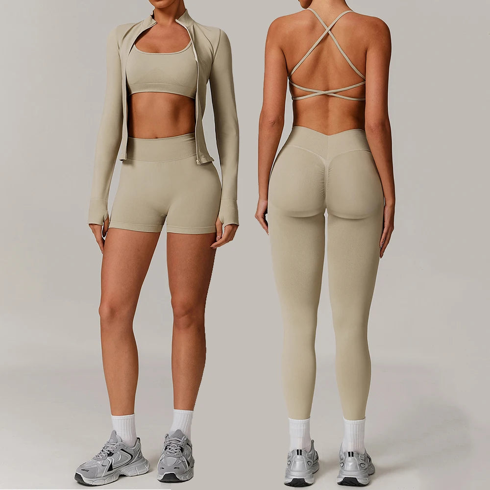 Seamless Yoga Set 2/3PCS Gym Clothes Women Sportswear Yoga Suits Fitness Set Women's Tracksuits Sports Bra High Waist Leggings