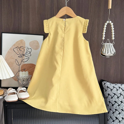 Bear Leader 3D Flower Wedding Birthday Party Princess Dress 2-12 Years Casual Dresses for Girls Solid Color Easter Kids Outfits