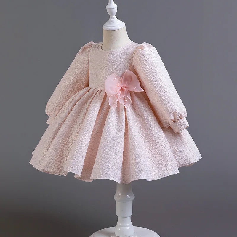 Girl Princess Birthday Party Dress Long Sleeve Kids Performance Gown for Baby Fall Winter 1 4 6 Years