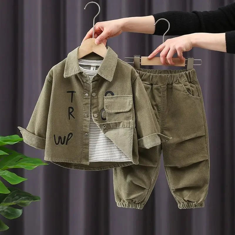 Boys' Corduroy Letter Print Set