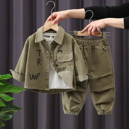 Boys' Corduroy Letter Print Set