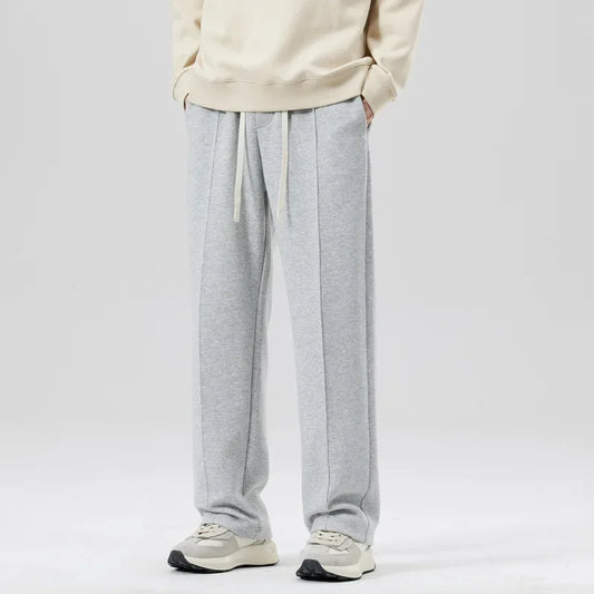 Men's Wide Leg Knitted Trousers - Casual Straight Fit