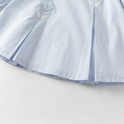 Dave Bella Children Cotton Dress Girls Clothes Spring Autumn Baby Elegant Sweet Dresses Kid Blue Outdoor Dress Fashion DB1260173