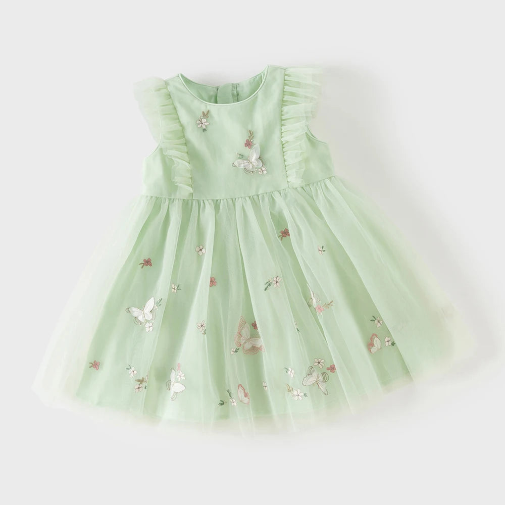 Dave Bella Embroidery Lace Mesh Princess Dress Girls Baby Children Sleeveless Summer Dress Sweet Party Clothes DB2261848