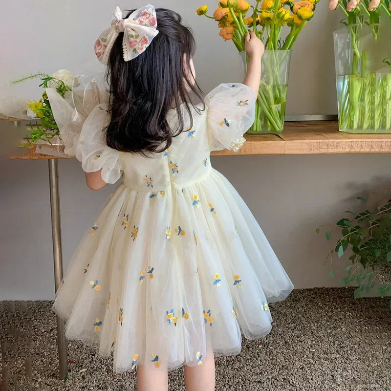 Children Girls Summer Dress for Kids Floral Princess Birthday Party Gown Mesh Tutu Wedding Children Dresses