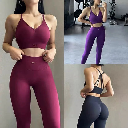Peach High-Waisted Hip-Lifting Women's Exercise Suit Shockproof Yoga Fitness Clothes for Running And Styling