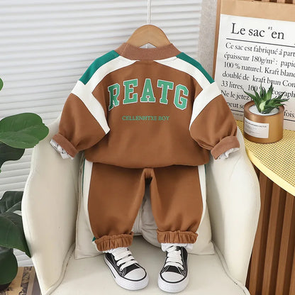 Boys' Letter Print Sweatshirt & Pants Set