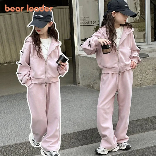 Girls' Pink Bow Tracksuit Set