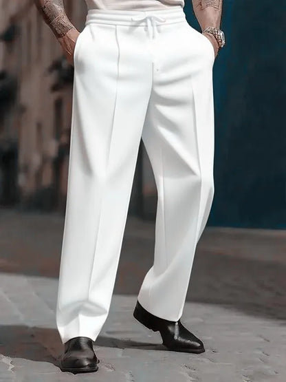 Men's Straight Leg Casual Pants - Drawstring Waist