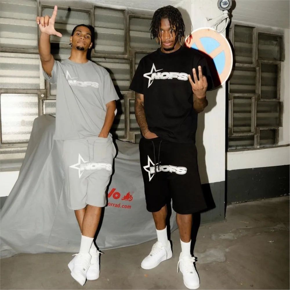 Unisex Y2K T-Shirt & Shorts Set - K-Pop Streetwear
