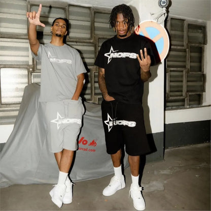 Unisex Y2K T-Shirt & Shorts Set - K-Pop Streetwear