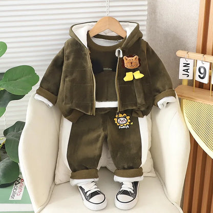 Boys Lion Fleece Winter Set