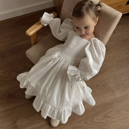 Girls' European and American Style 2025 Spring and Autumn New Dress Girls' Cotton Palace Style Princess Dress
