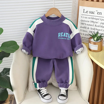 Boys' Letter Print Sweatshirt & Pants Set