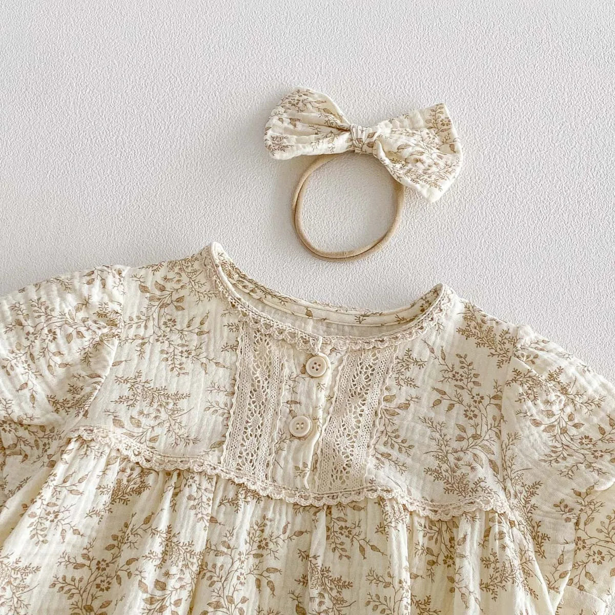 Baby Girl Floral Romper & Bow Set
