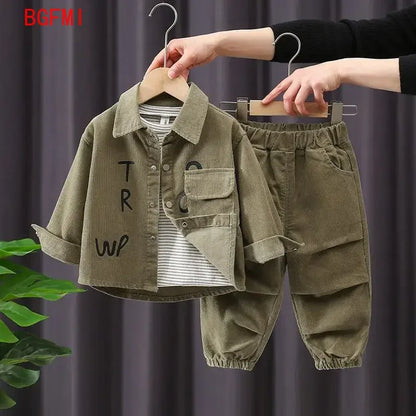 Boys' Corduroy Letter Print Set