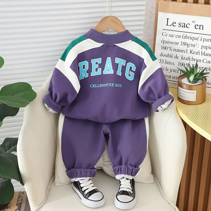 Boys' Letter Print Sweatshirt & Pants Set