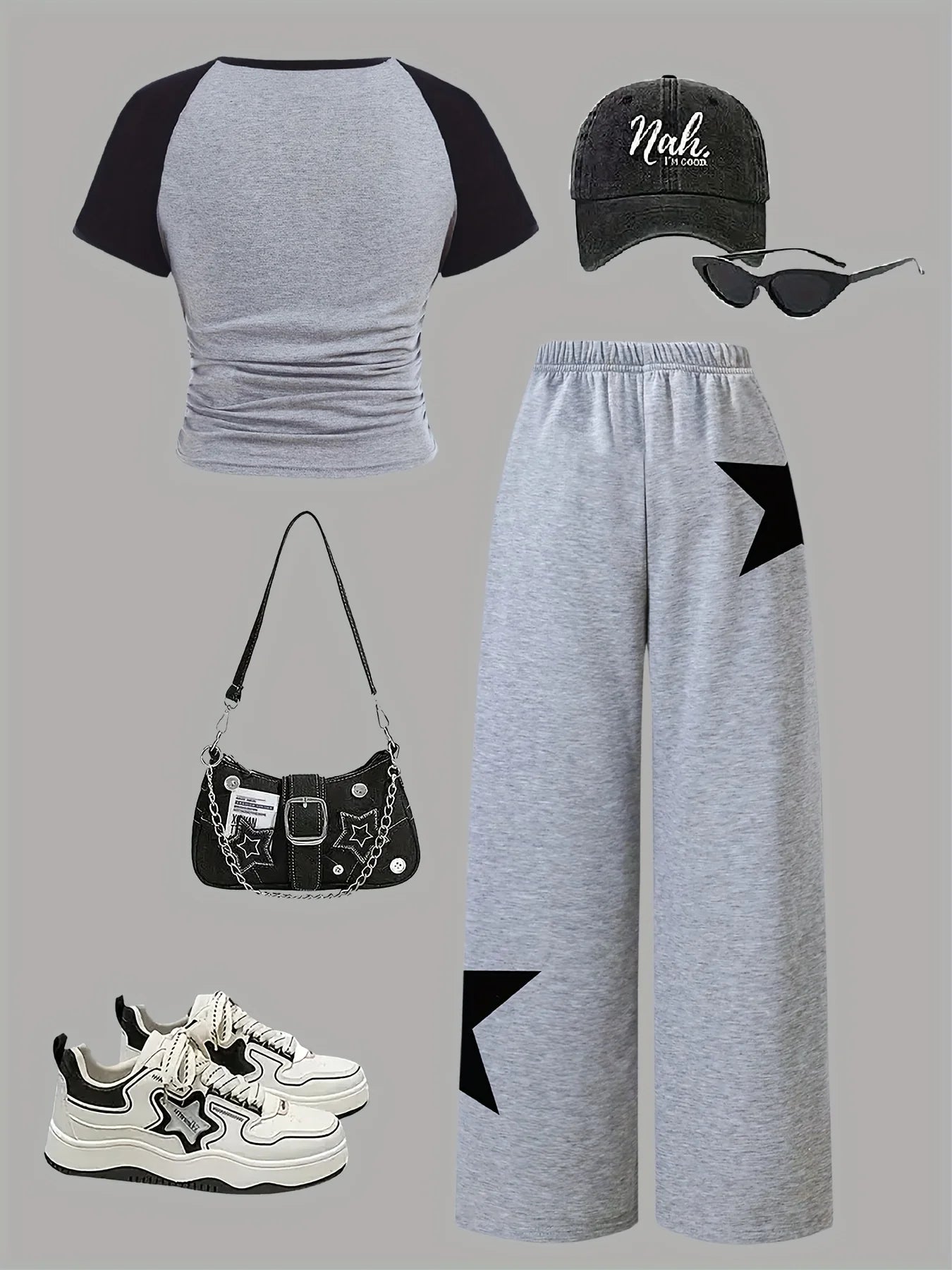 Girls' Star Pattern Sweatpants Set