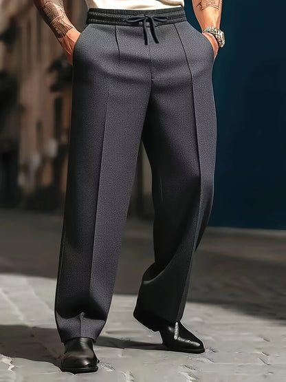 Men's Straight Leg Casual Pants - Drawstring Waist