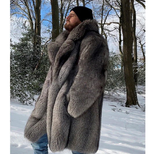 Men's Mink Fur Long Coat - Luxury Winter Trench