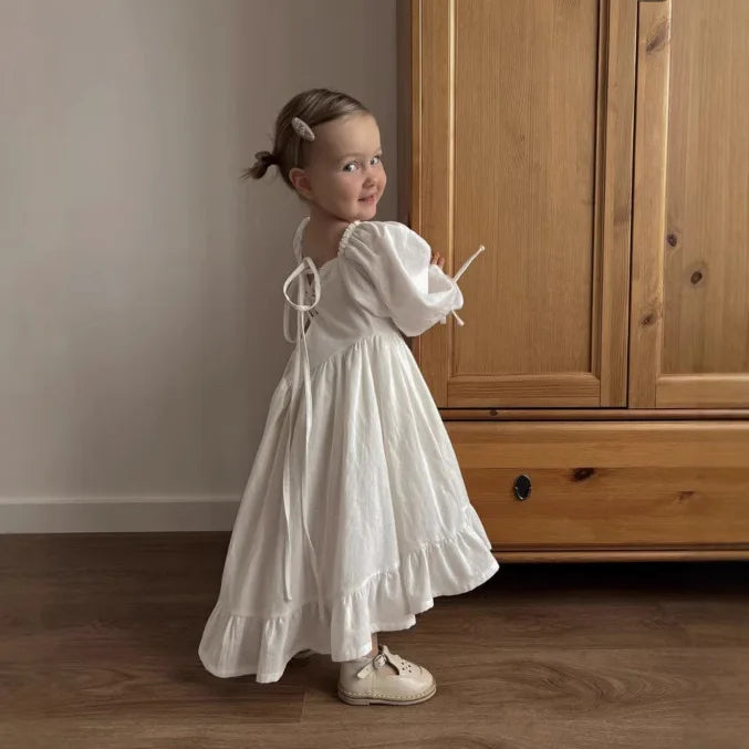 Girls' European and American Style 2025 Spring and Autumn New Dress Girls' Cotton Palace Style Princess Dress