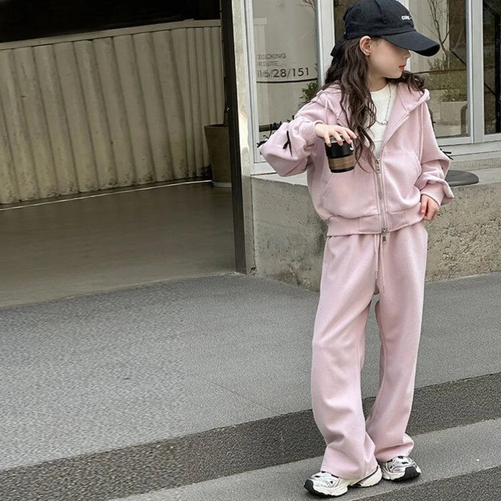 Girls' Pink Bow Tracksuit Set