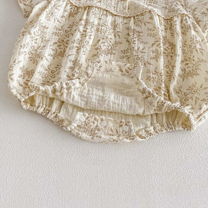 Baby Girl Floral Romper & Bow Set