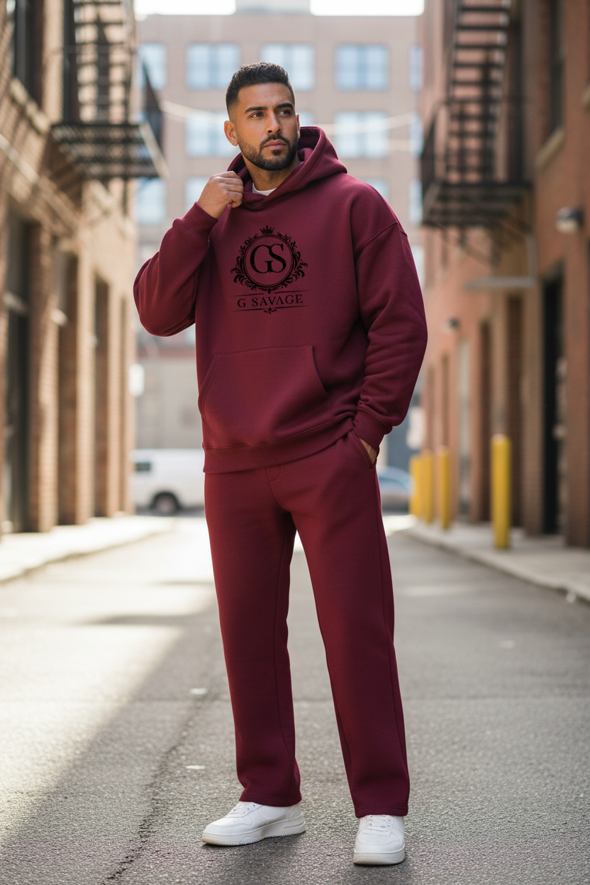 Men's G SAVAGE Relaxed Tracksuit - Burgundy