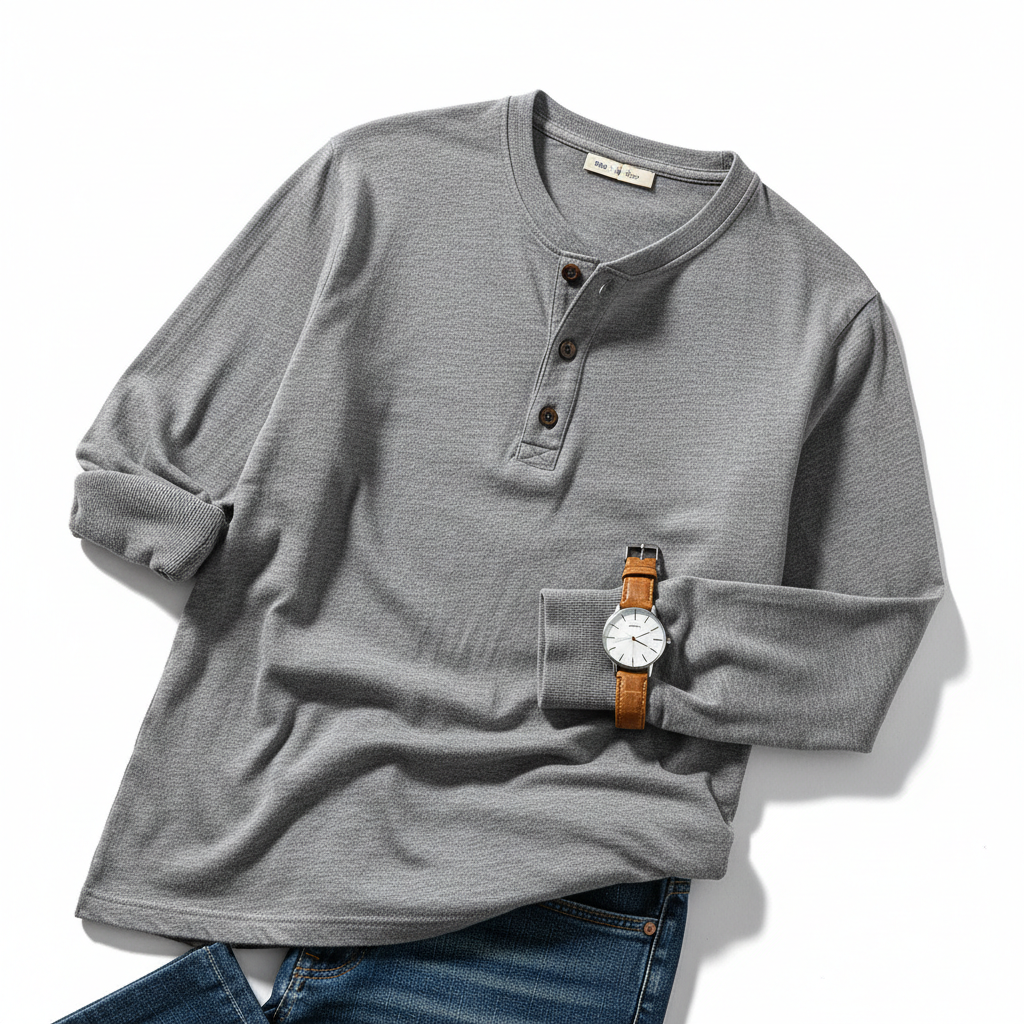 Men's long sleeve henley product photo