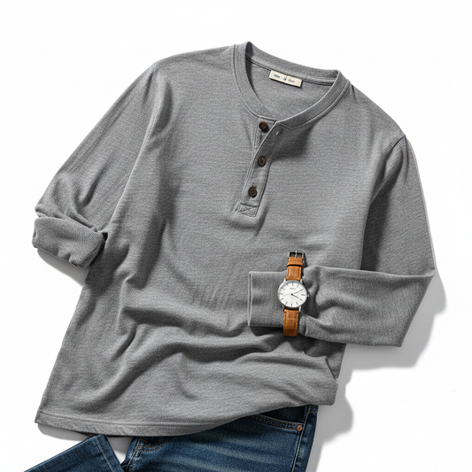 Men's long sleeve henley product photo