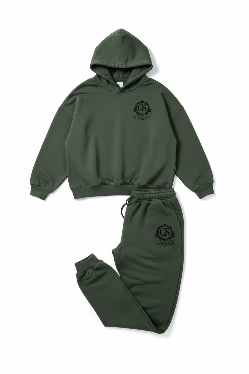 Women's G SAVAGE Baggy Tracksuit - Olive Green