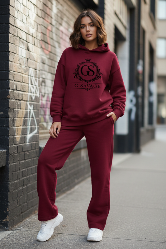 Women's G SAVAGE Relaxed Tracksuit - Burgundy